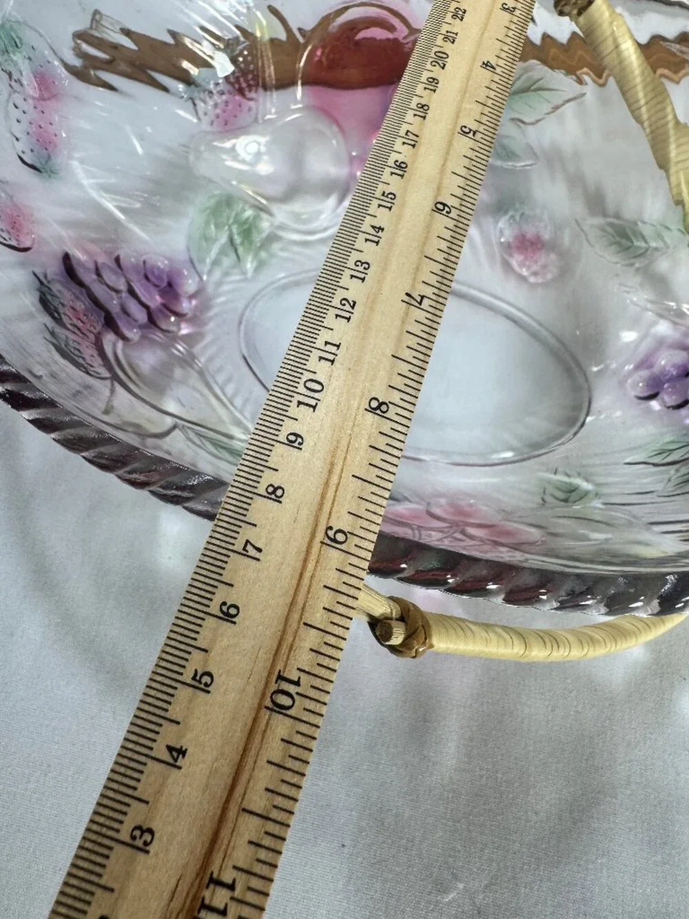 Vintage elegant stylish oval  glass fruit bowl, basket
